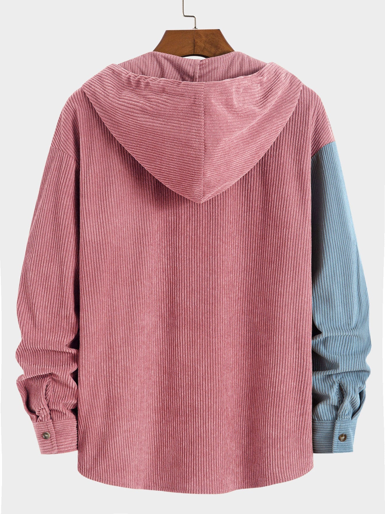 Relax Fit Colorblock Corduroy Hooded Shirt