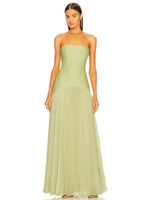 Flowy Green Long Dress GLIZM