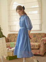 Averie Lace Panel Blue Dress Davin Luxe