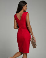 Fitted Dress with V-Neckline and Slit My Store