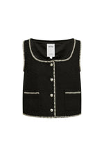 Hailey Contrast Trim Vest in Herringbone Tweed Davin Luxe