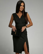 BRENDA | Fitted Dress with V-Neckline and Slit davin luxe