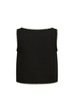 Hailey Contrast Trim Vest in Herringbone Tweed Davin Luxe