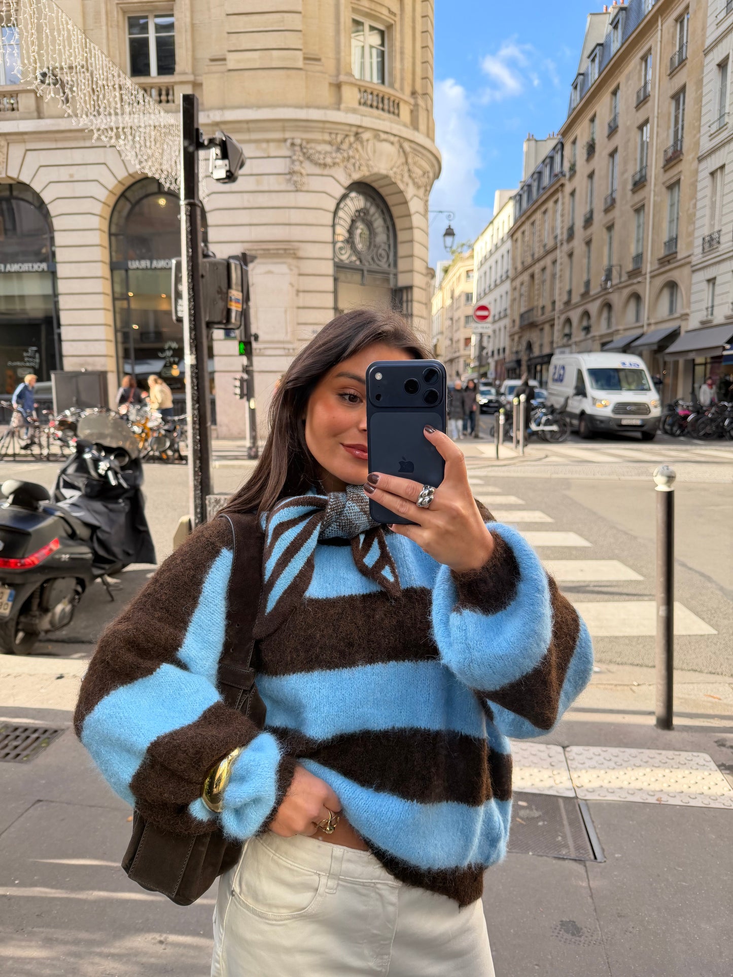 Ami Sweater in Blue and Brown