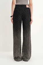 Natalie Gradient Straight Jeans in Crochet Denim Davin Luxe
