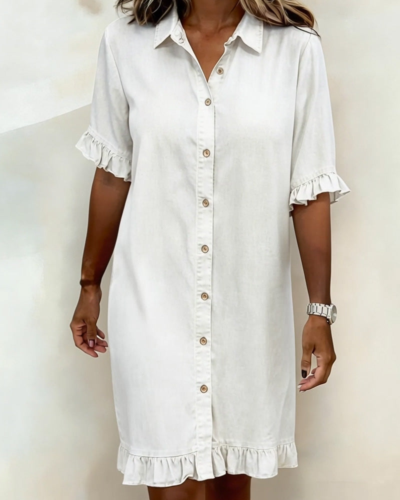 Elegant Ruched Denim Dress