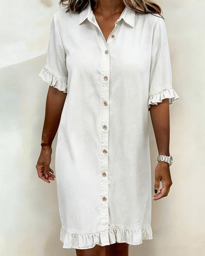 Elegant Ruched Denim Dress