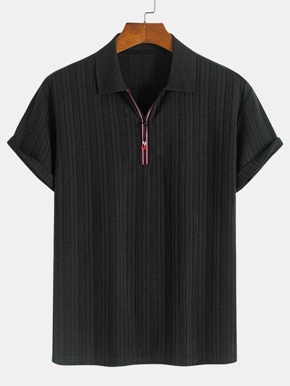Textured Zipper Polo