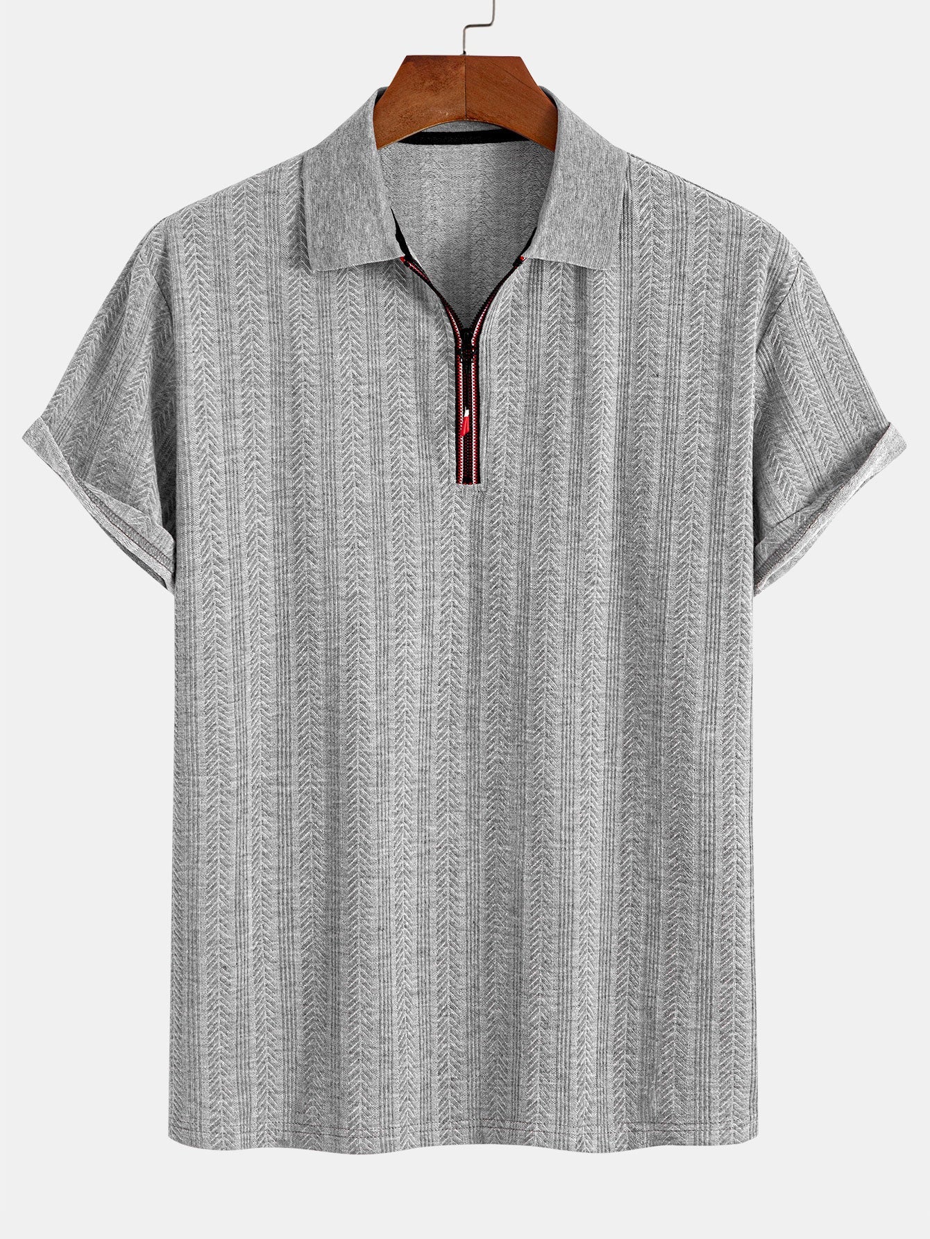 Textured Zipper Polo