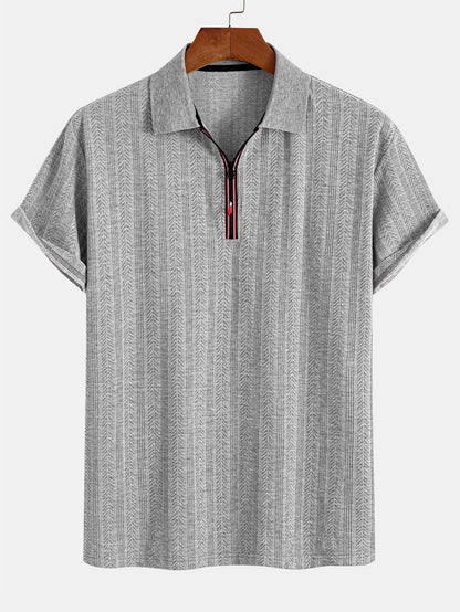 Textured Zipper Polo