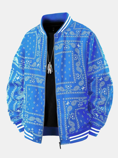 Paisley Print Baseball Jacket