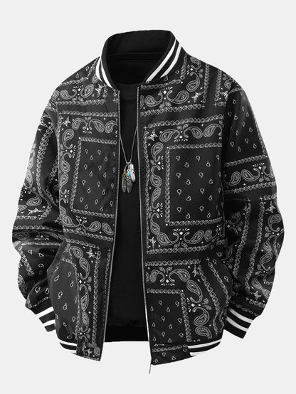 Paisley Print Baseball Jacket