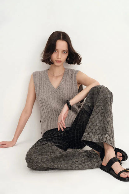 Natalie Gradient Straight Jeans in Crochet Denim Davin Luxe