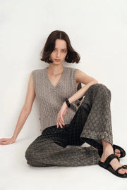 Natalie Gradient Straight Jeans in Crochet Denim Davin Luxe