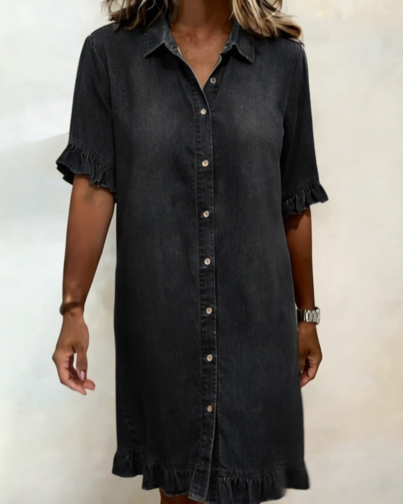 Elegant Ruched Denim Dress