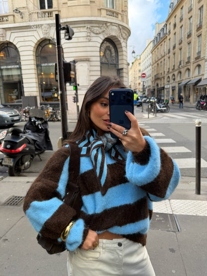 Ami Sweater in Blue and Brown