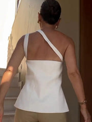 Dione™ One-Shoulder Button Detail Top My Store