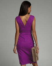 BRENDA | Fitted Dress with V-Neckline and Slit davin luxe