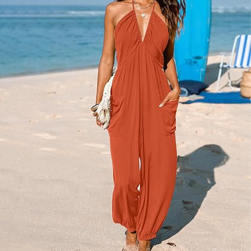 V-Neck Backless Jumpsuit