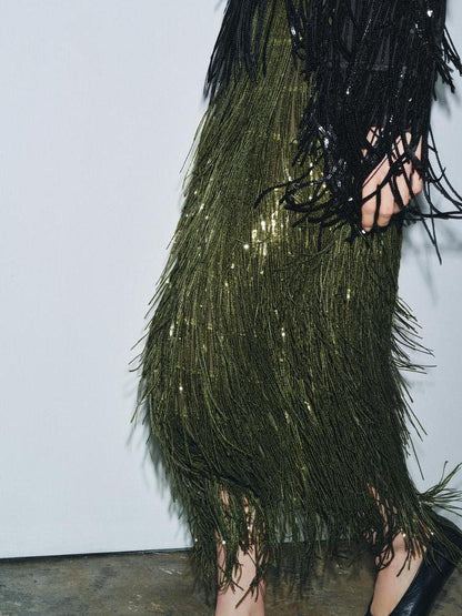 Luxe Sparkle Fringe Skirt