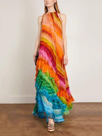 British Ruffle Gown in Multi