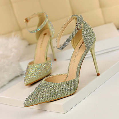 Haidi Artificial Crystal Pumps - Black