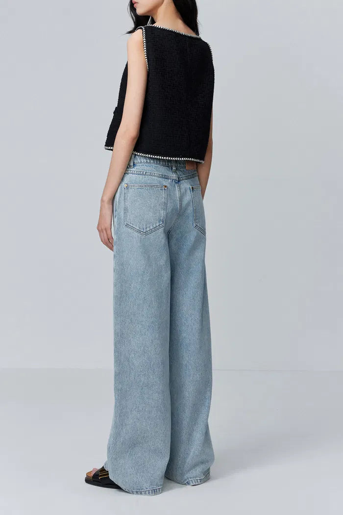 Hailey Contrast Trim Vest in Herringbone Tweed Davin Luxe