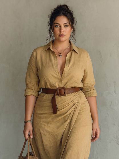 Eleanor Notched Collar Maxi Dress - Front view