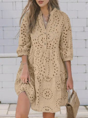 Zanzea Serene Hollow-Out Holiday Dress