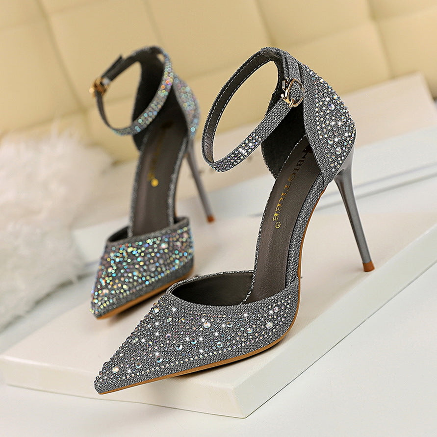 Haidi Artificial Crystal Pumps - Black