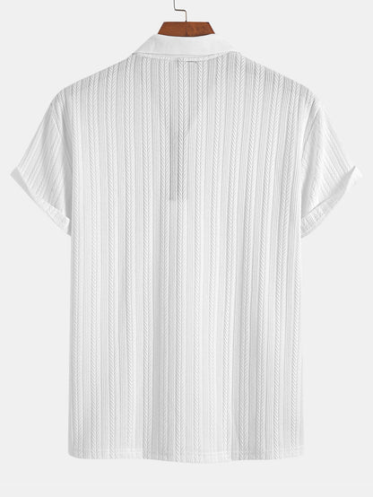 Textured Zipper Polo