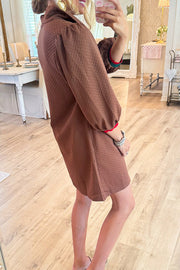 Contrast Banding 3/4 Sleeve Dress Davin Luxe