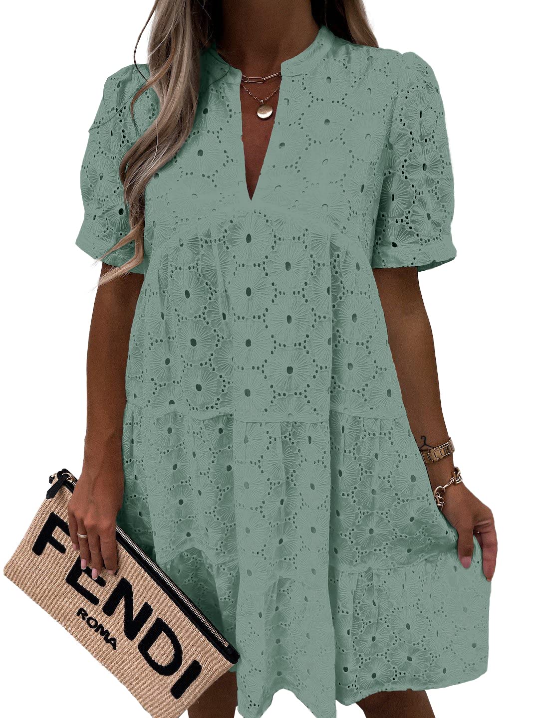 Lace Eyelet Babydoll Dress
