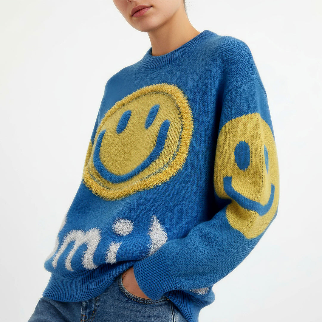 Oversized Fuzzy Smile Sweater