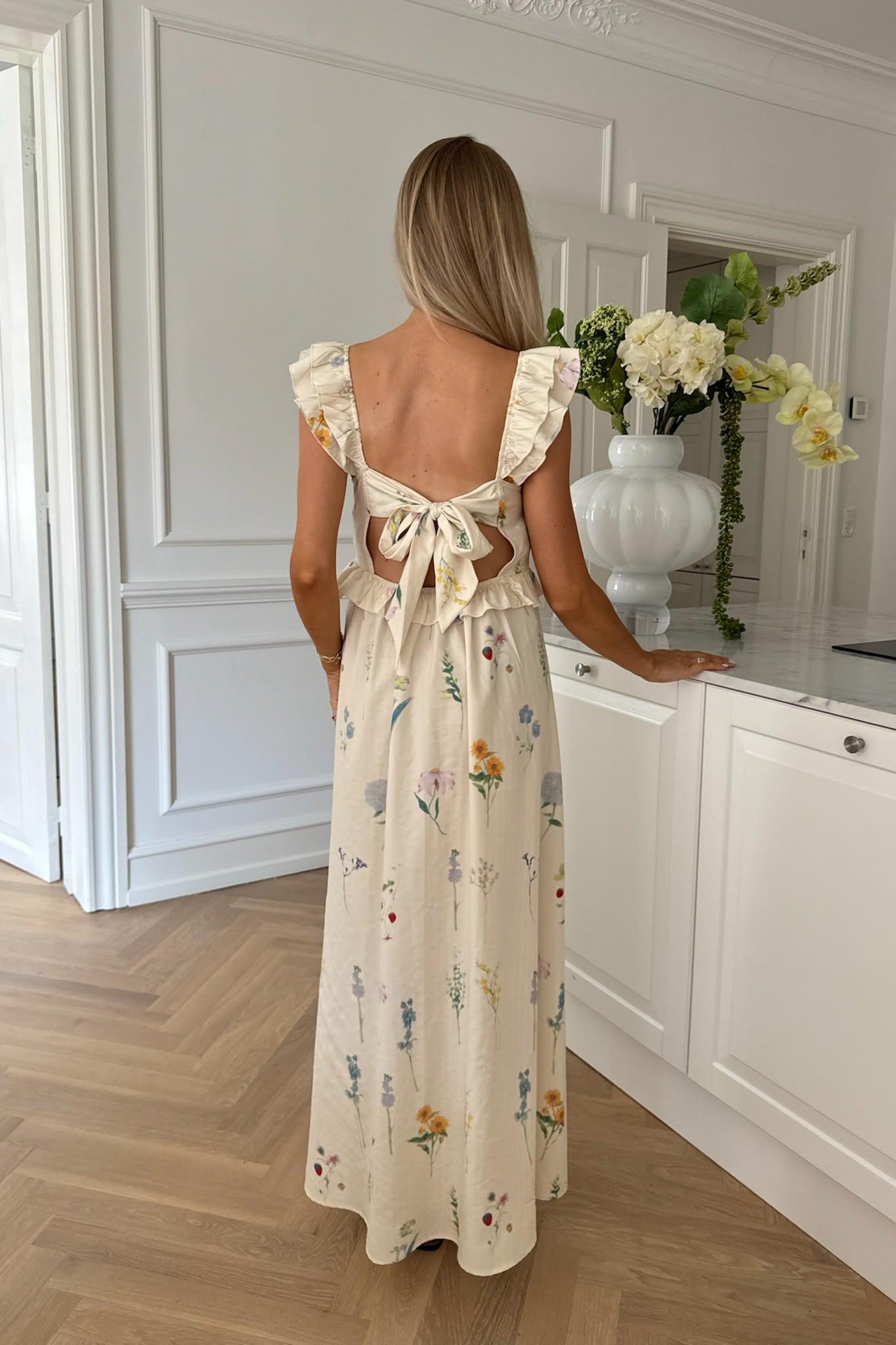 MelbaIC Dress - Off White Flower Print