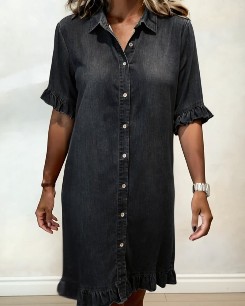 Elegant Ruched Denim Dress