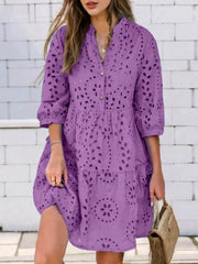 Zanzea Serene Hollow-Out Holiday Dress