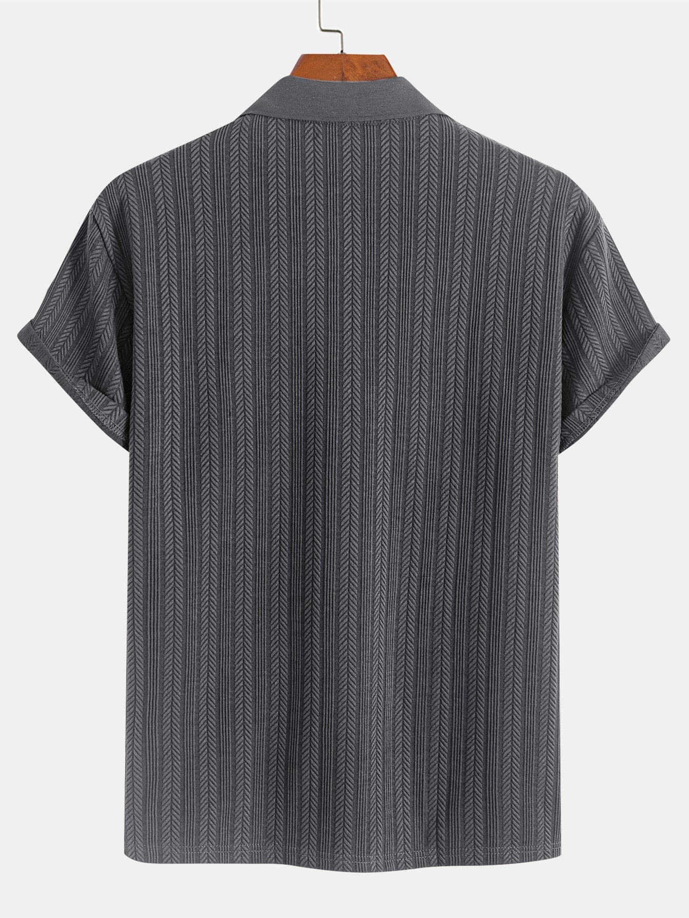 Textured Zipper Polo