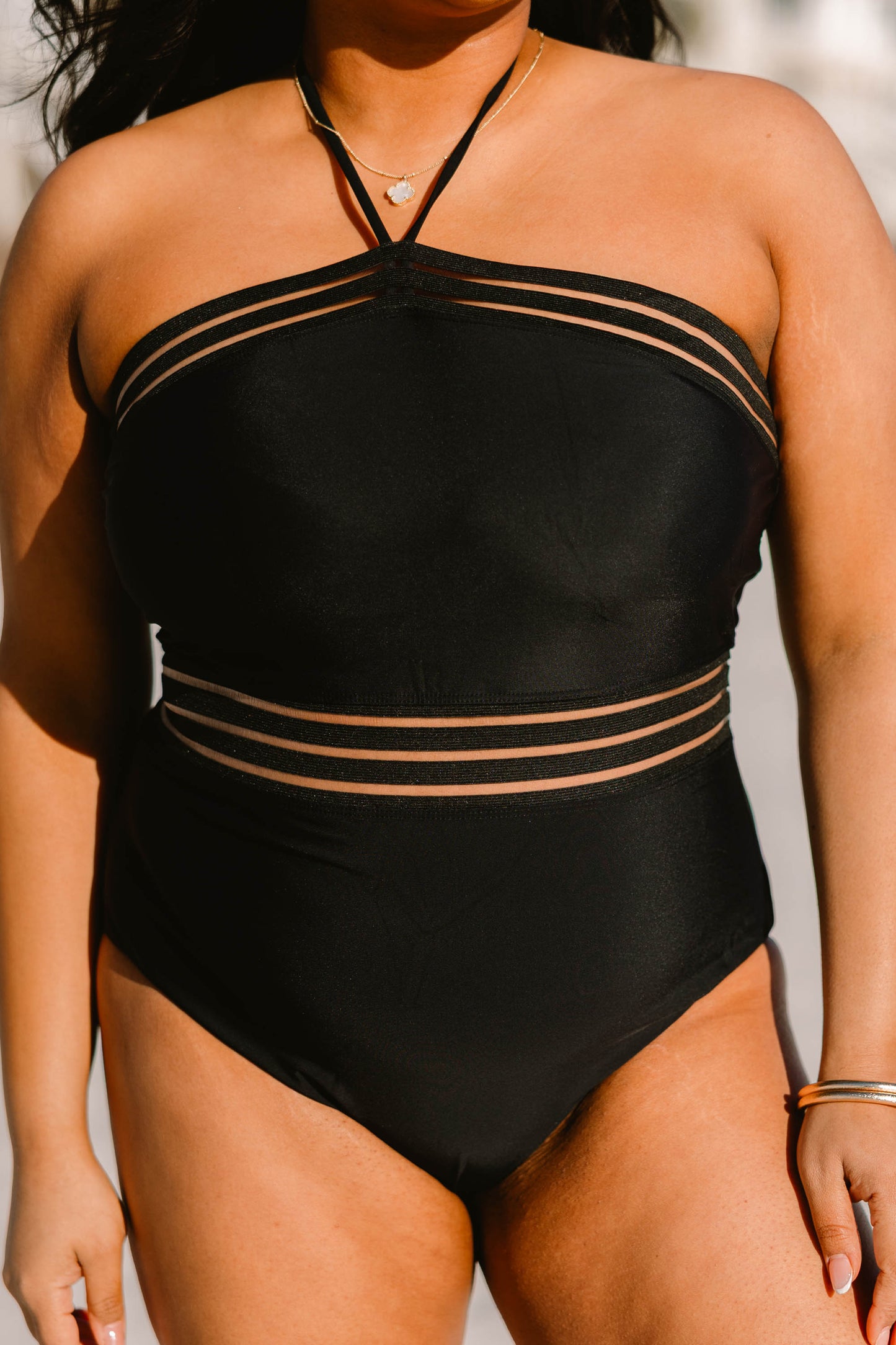 Waves Crashing Swimsuit, Black