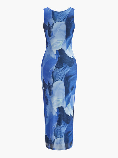 Sleeveless Floral Print Dress