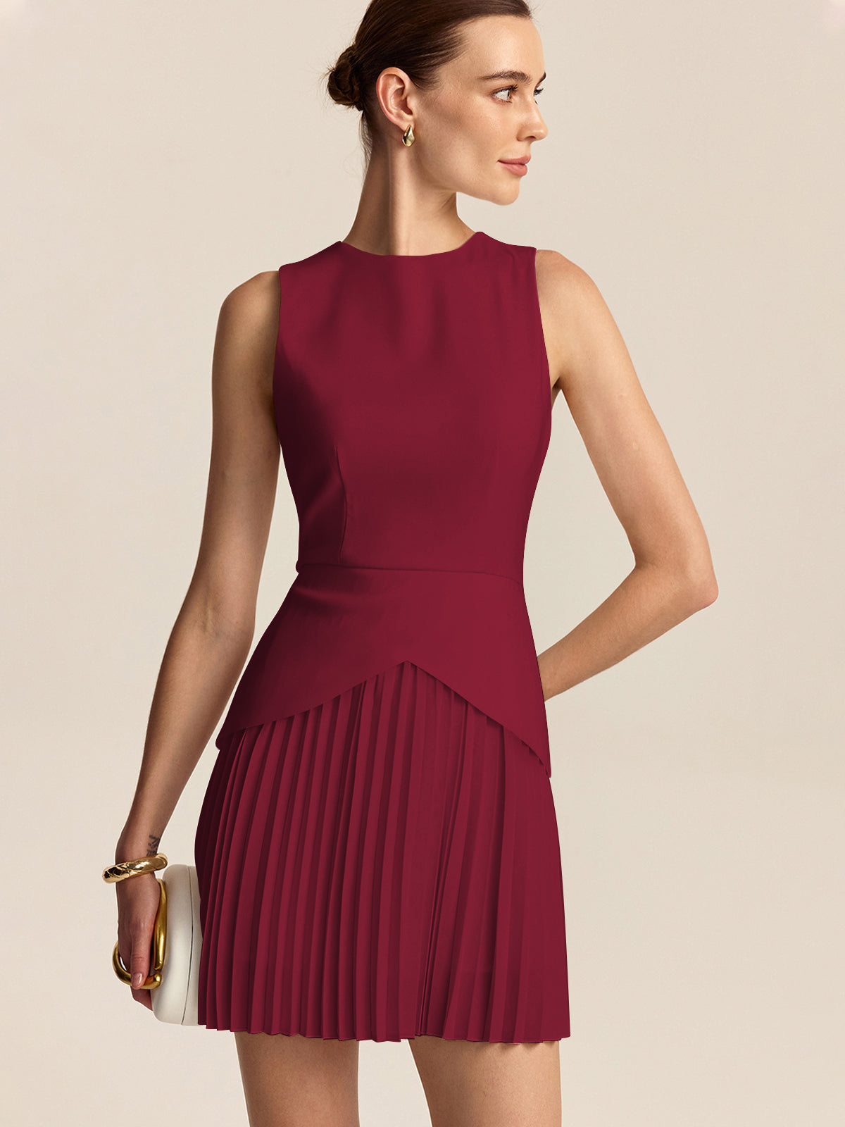 Pleated Hem Mini Dress