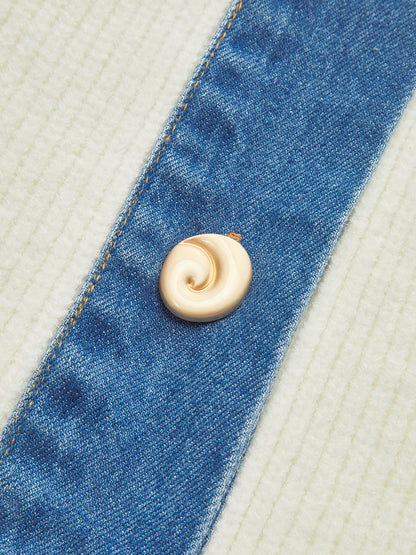 Denim Trim Button Knit Cardigan