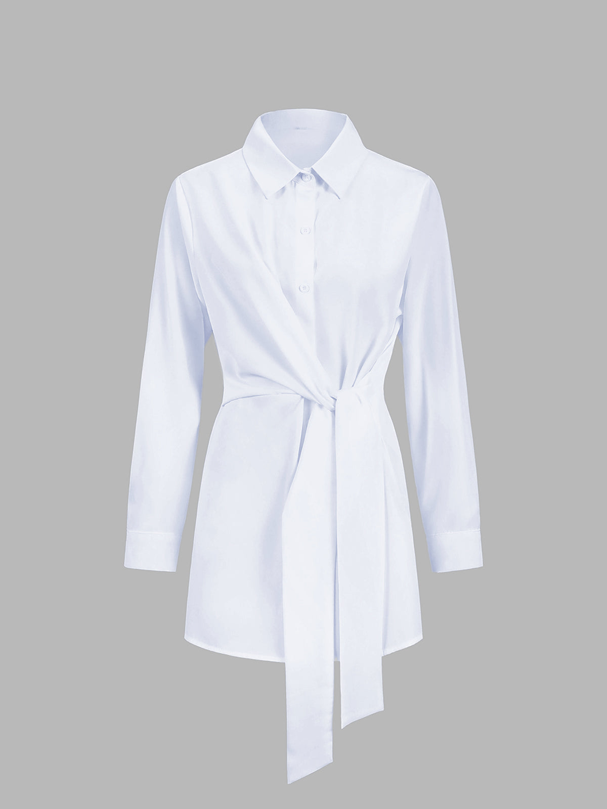 Semi-Sheer Button Down Tied Long Shirt