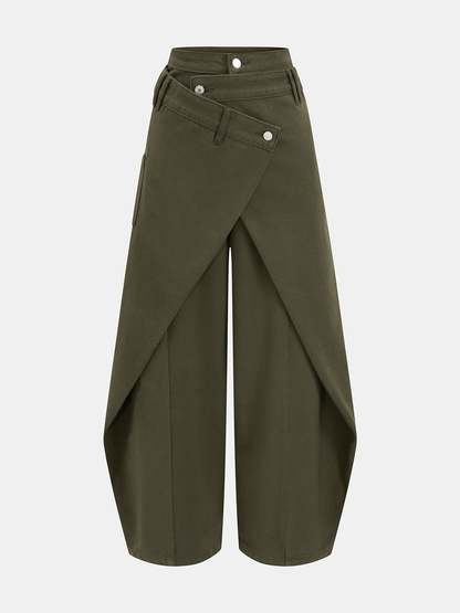 Cross-Front Wide-Leg Jeans