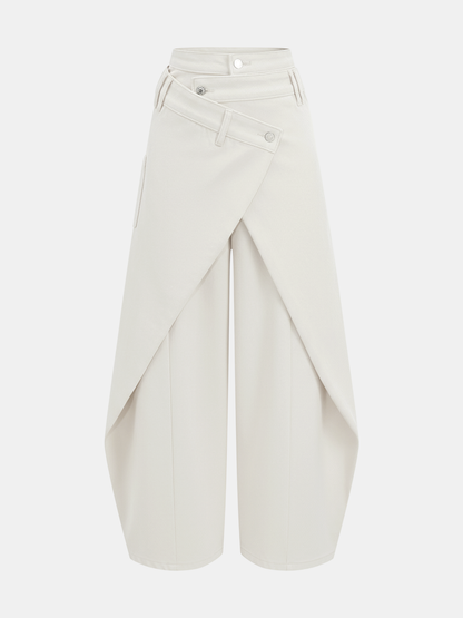 Cross-Front Wide-Leg Jeans