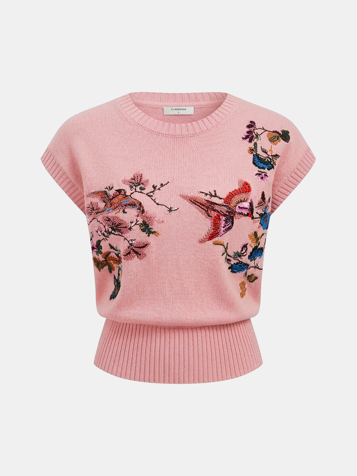 Embroidered Floral Bird Knit Vest
