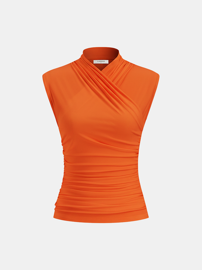 Cross Neck Ruched Tank Top