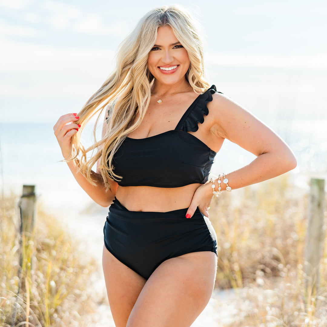Beach Trip Swim Bottom, Black