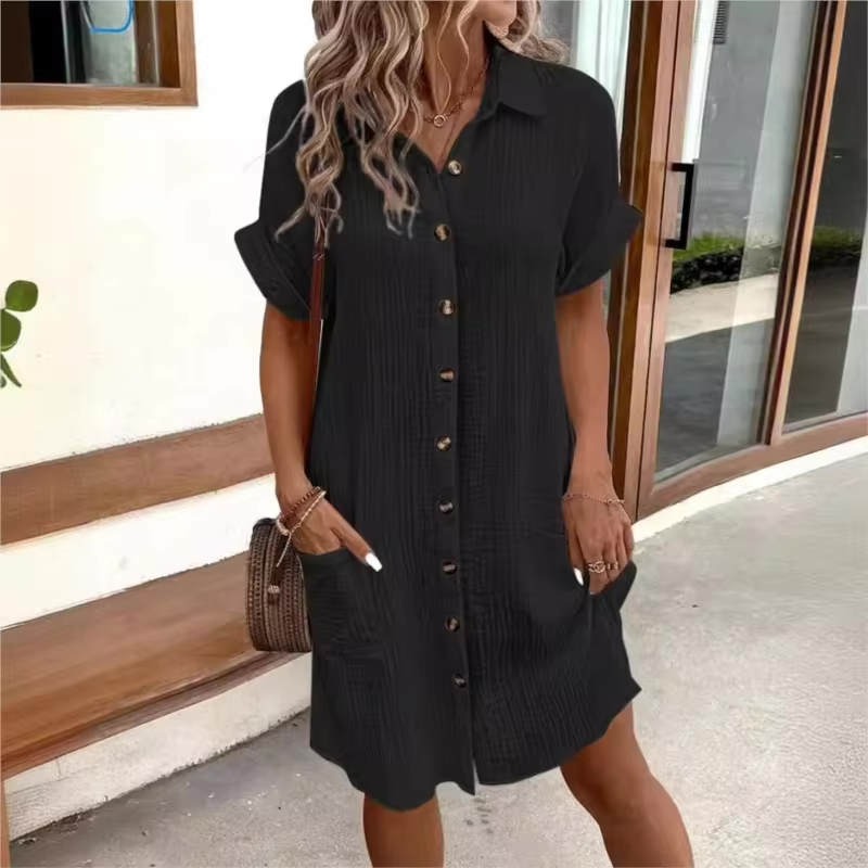 Monaco Button-Front Polo Shirt Dress