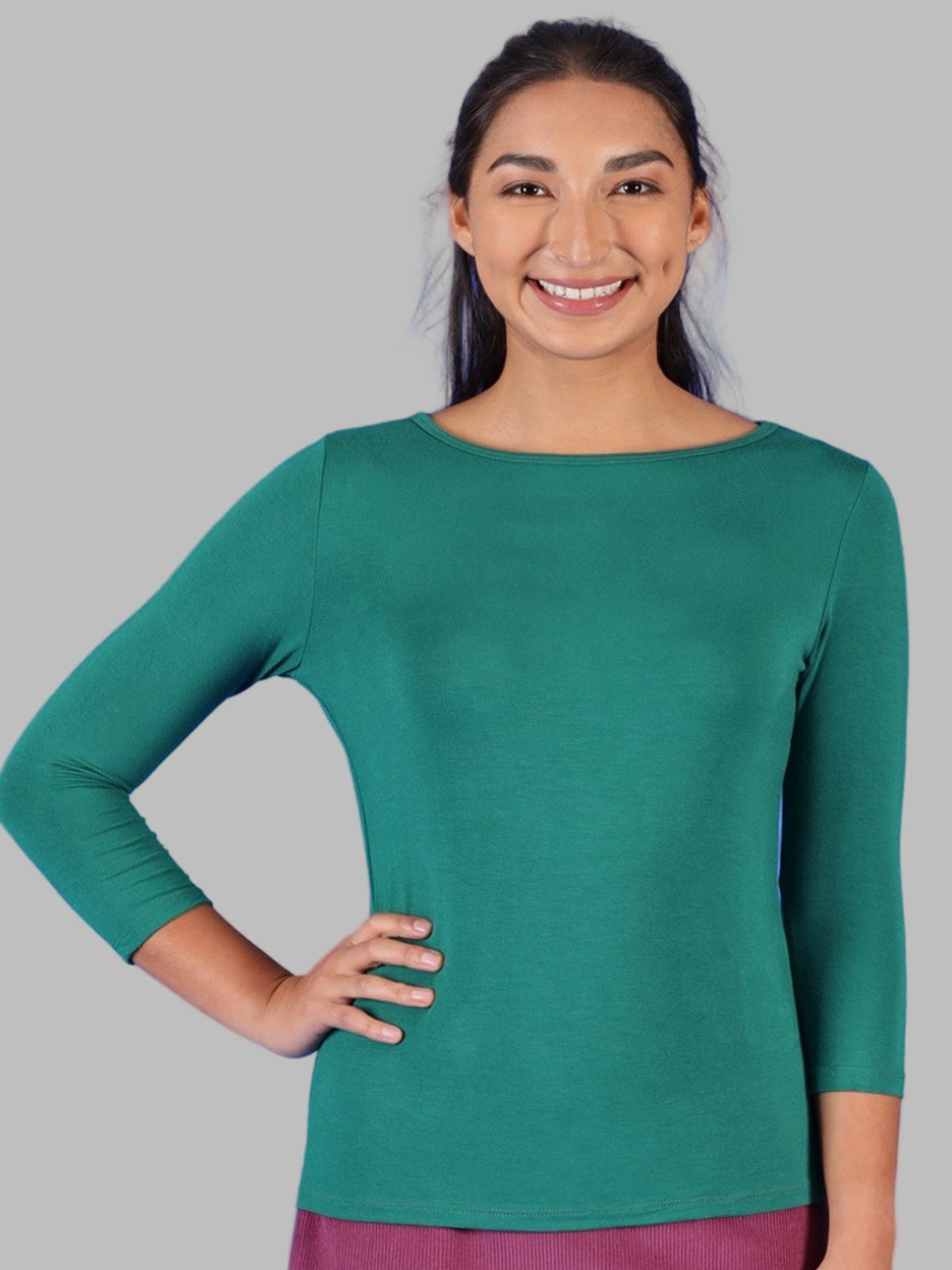 Boat Neck Top Jade Green Davin luxe
